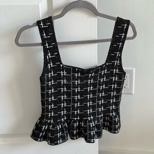 Zara Black and white Tweed top